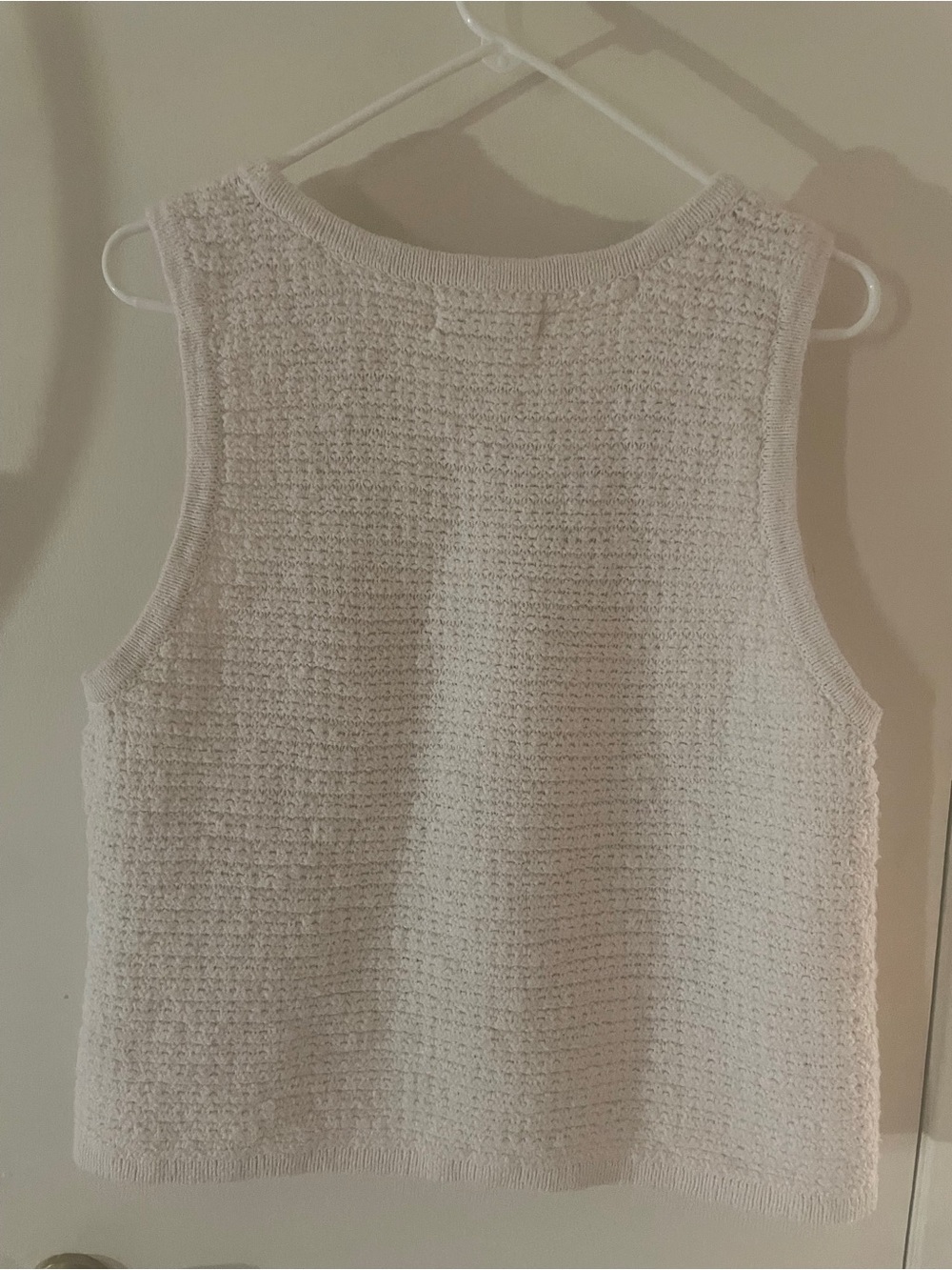 Lucky Brand Cream Crochet Knit Sweater Tank Top XL Boho Coastal Minimalist - Picture 4 of 7